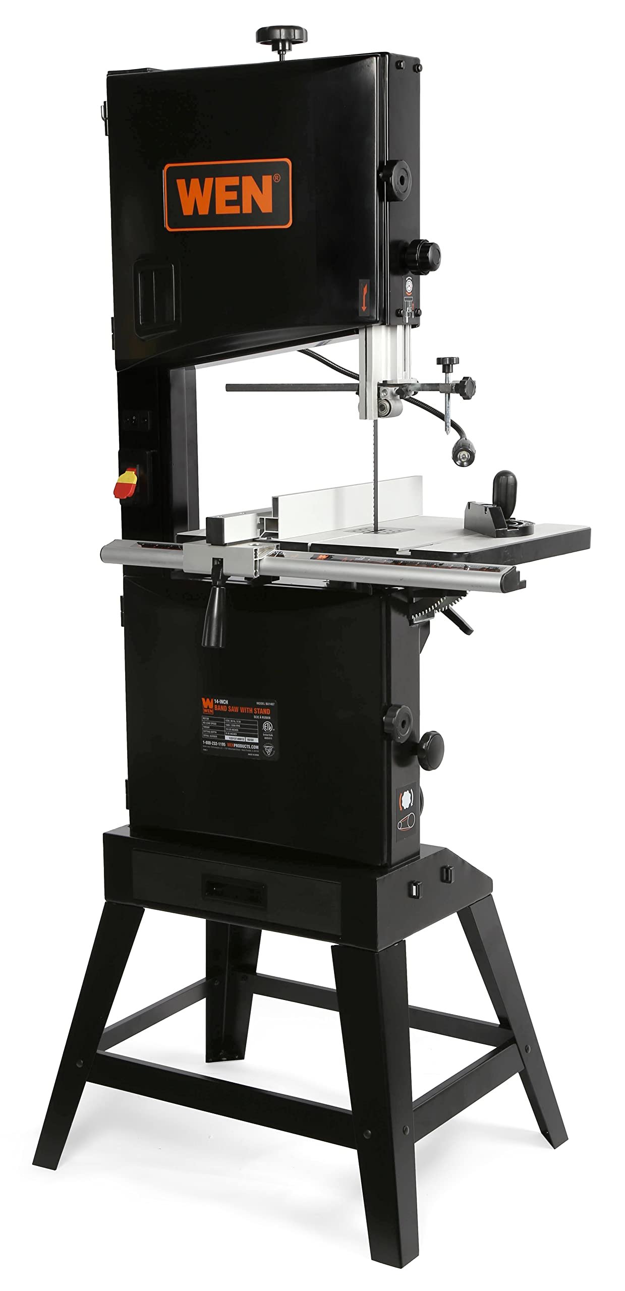 WEN (BA1487) Band Saw with Stand,Two-Speed,Black,14-Inch & DPA2513 24-by-12-Inch Drill Press Table with an Adjustable Fence and Stop Block