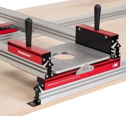 Woodpeckers Slab Flattening Mill, Basic, 38″x56″ Capacity, USA Made Wood Slab Leveling Jig, Includes Router Sled, Rails, Clamping Dogs