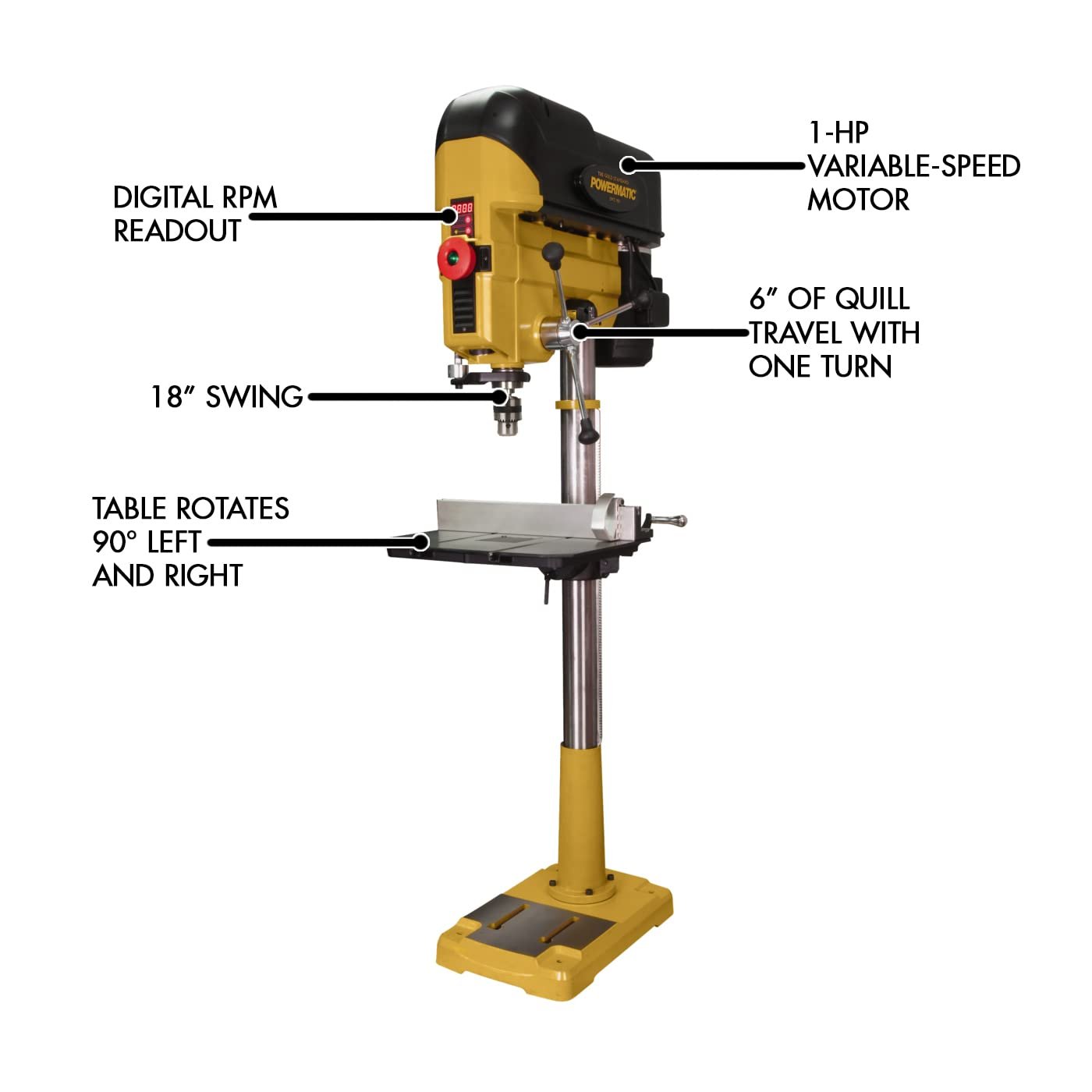 Powermatic 18-Inch Floor Drill Press, Variable Speed, 1 HP, 1Ph 115/230V (Model PM2800B)