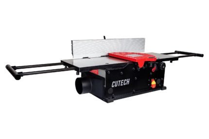 Cutech 401100HI 10-Inch Spiral Cutterhead Benchtop Jointer with Cast Iron Tables, 20 Tungsten Carbide Inserts, Extra Long 24″ Fence, Additional Fence Brackets and a 12-amp Motor