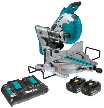 Makita XSL06PT 18V x2 LXT Lithium-Ion (36V) Brushless Cordless 10″ Dual-Bevel Sliding Compound Miter Saw with Laser Kit (5.0Ah)