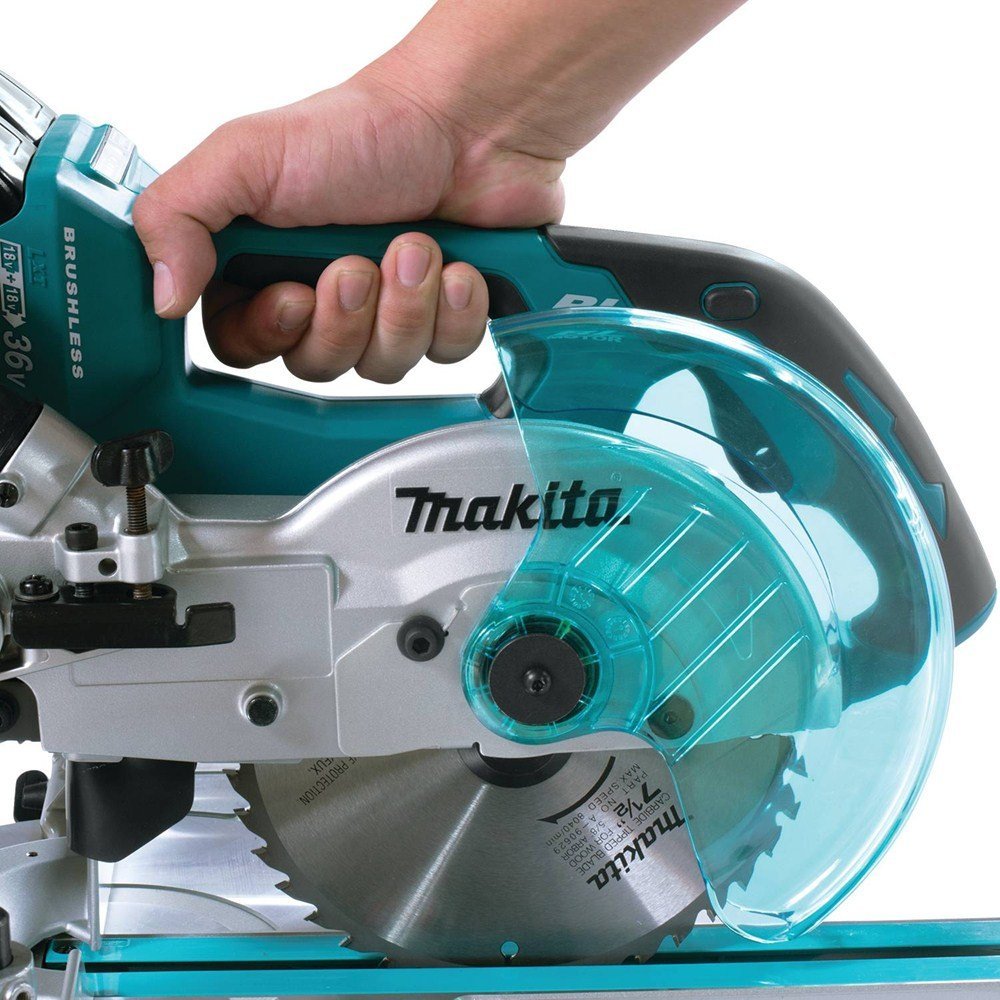 Makita XSL02Z 18V X2 LXT Lithium-Ion Brushless Cordless 7-1/2″ Dual Slide Compound Miter Saw, Tool Only